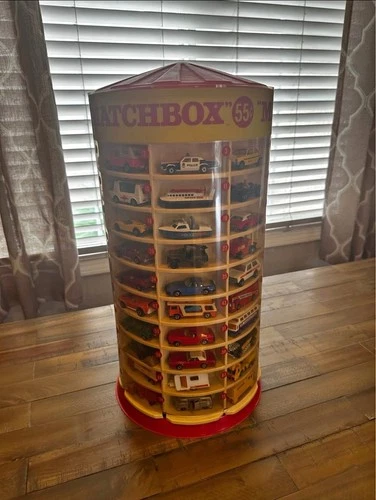VINTAGE 60'S/70'S MATCHBOX CAR TOWER STORE DISPLAY With Super fast Cars Lot