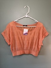 NWT Final Touch Crop Top Size Med Tangerine Color Made In USA