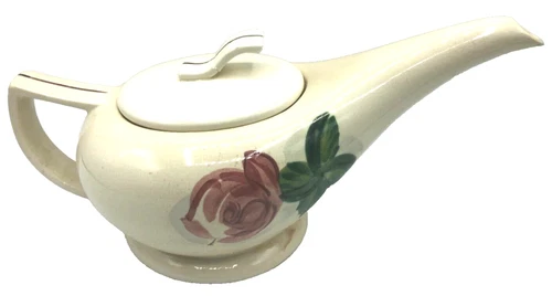 Vintage Red Wing Pottery Lexington Rose Teapot Coffee Server Hand Painted Genie