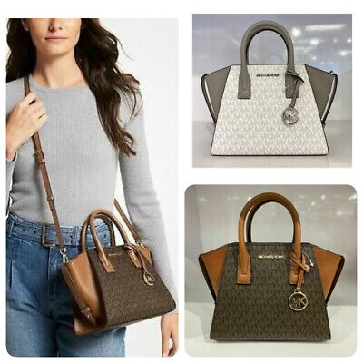 Michael Kors Avril Small Top Zip MK SIGNATURE Black Satchel Michael Kors Avril Small Top Zip MK SIGNATURE Black Satchel