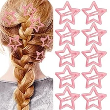 10PCS Y2K Metal Hair Clips and Barrettes: Cute Pink Star Hairpins, Non pink