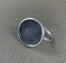 Sterling Silver Ring Blank 15mm Round Bezel Cabochon Setting Adjustable Finding