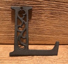 Letter "L" Ornate Cast Iron Filigree 4 5/8" tall by 4 5/8" wide Rustic 0557-L