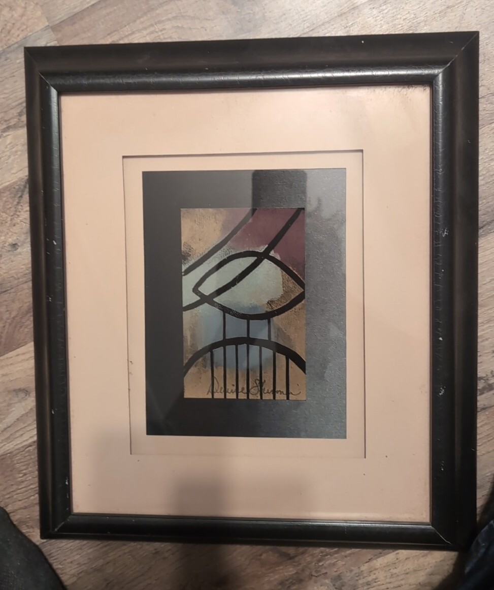 Kinder Harris Framed Art Signed Art Decor Modern Neutron ll Style