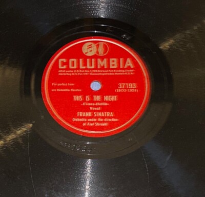 COLUMBIA  37193  THIS IS THE NIGHT  FRANK SINATRA  78 RECORD  HUSH A BYE ISLAND