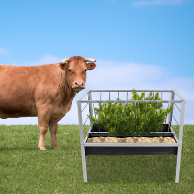 Livestock Feed Trough 2-in-1 Grain & Hay Feeder for Goats Sheep Large Capacity