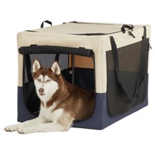 Ventilated 3-Way Dog Kennel - Foldable Iron Pipe Frame  Reinforced Canvas