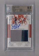 DJ PETERSON 2013 LEAF TRINITY JUMBO 3 COLOR PATCH AUTO RC #12/25 BGS 9.5 10
