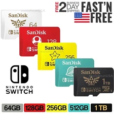 SanDisk Micro SD Card Memory 64GB 128GB 256G Nintendo Switch & Lite Game Console