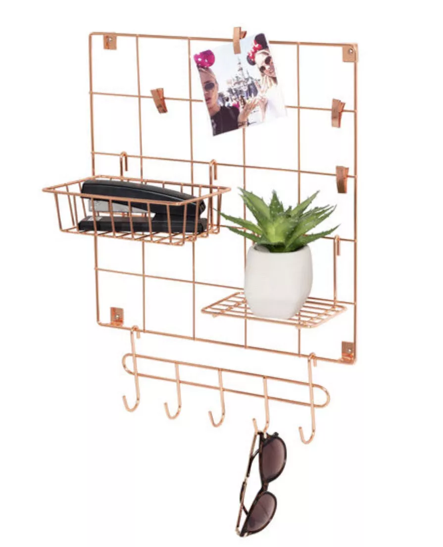 Honey Can Do Copper Wire Wall Grid Photo Office Jewelry Desk