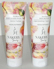 Nakery Beauty Hand & Body Wash And Crepe Repair Body Butter 3.38 fl oz Brand New
