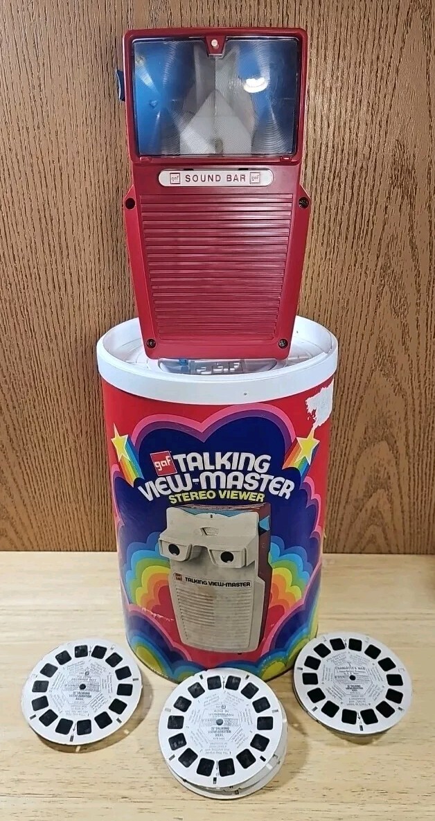 Vintage GAF TALKING VIEW-MASTER STEREO VIEWER GIFT PAK- Reels