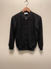 Modern Citizen Womens Bomber Jacket Xs Black Faux Suede Snap Button Neutral Read
