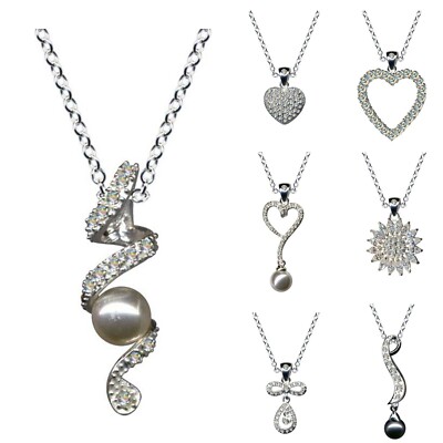 I Real Solid SILVER 925 I Necklace Collier for Women I Stone Setting I