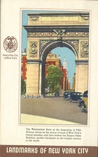 Landmarks of New York City Washington Arch Fifth Avenue Seal 1940s Postcard