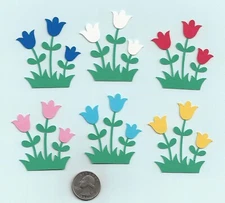 Tulip Die Cuts, 2.25" tall 6 pcs. Flower Die Cuts, Scrapbooking, Garden Die Cuts