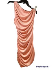 BTFBM  Women’s One Shoulder Split Bodycon Lined Dress Pink Size Medium