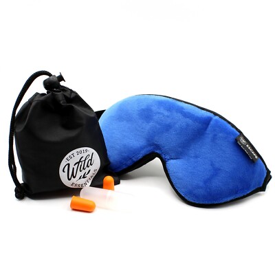 Wild Essentials Escape Travel Sleep Mask Kit w/ Carry Pouch Earplugs-Navy Blue 