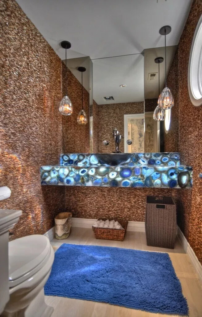 Blue Agate Vanity Sink Bathroom Countertop Decor