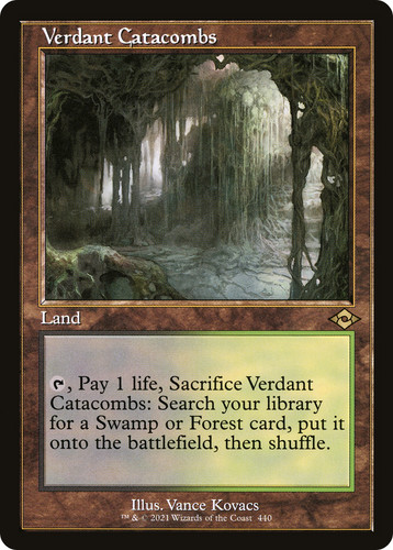 1x MTG Verdant Catacombs (Borderless) (Dragonscale Foil) - Special