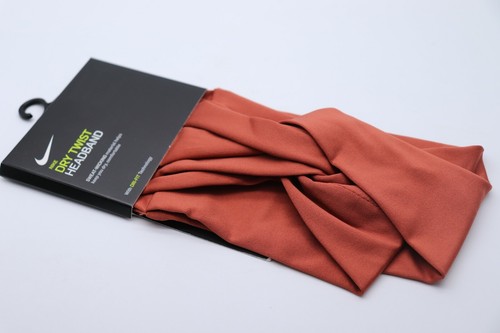NIKE STUDIO DRY TWIST KNOT DRI FIT ELASTIC PERFORMANCE HEADBAND - DARK RUSSET - Picture 4 of 9