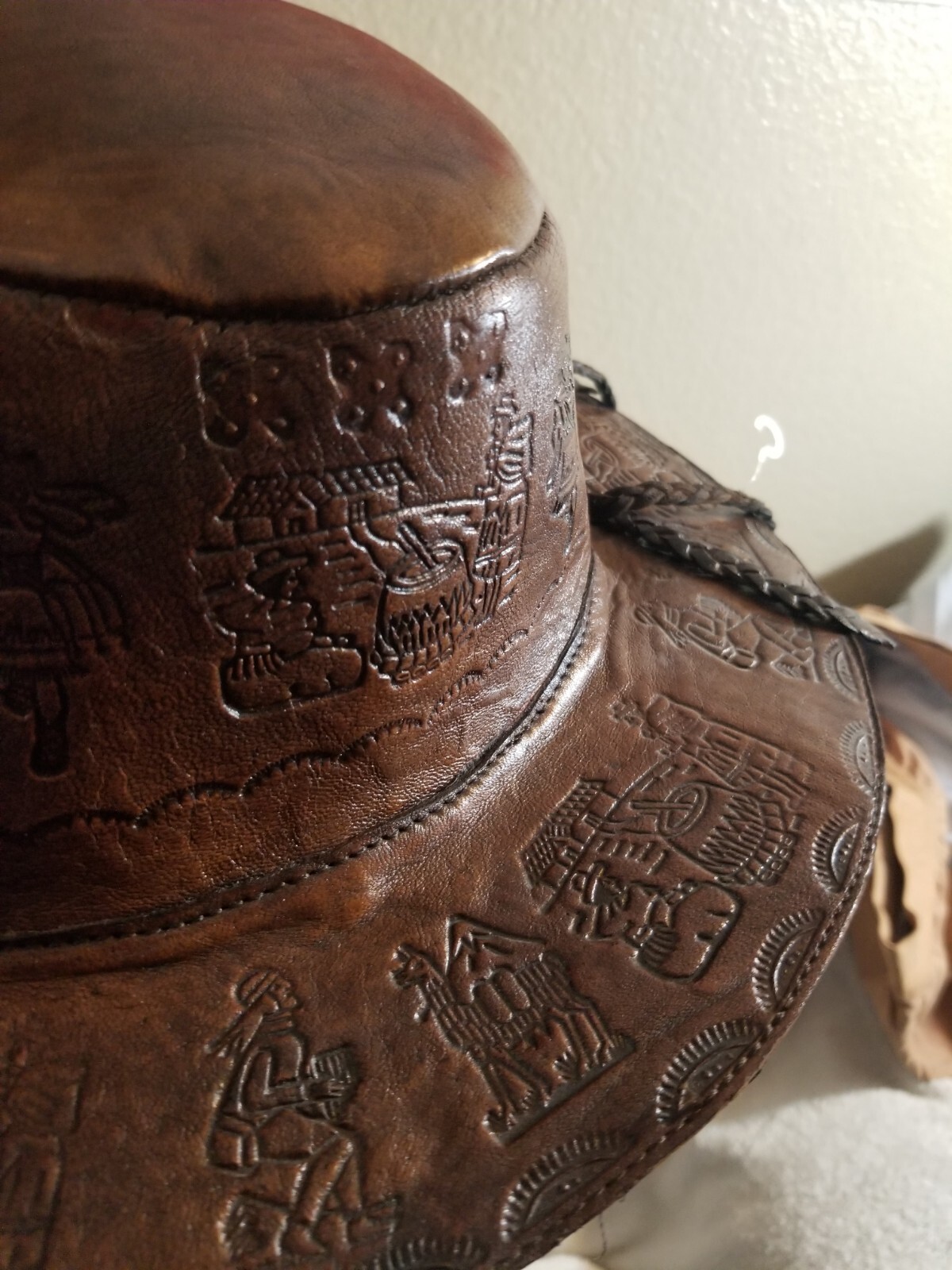 PERUVIAN LEATHER HAT - ONE SIZE - THROWBACK - TRA… - image 6