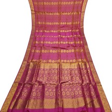 Vintage Magenta Pink Saree 100 Pure Silk Zari Handwoven Festive Sari 5YD Fabric