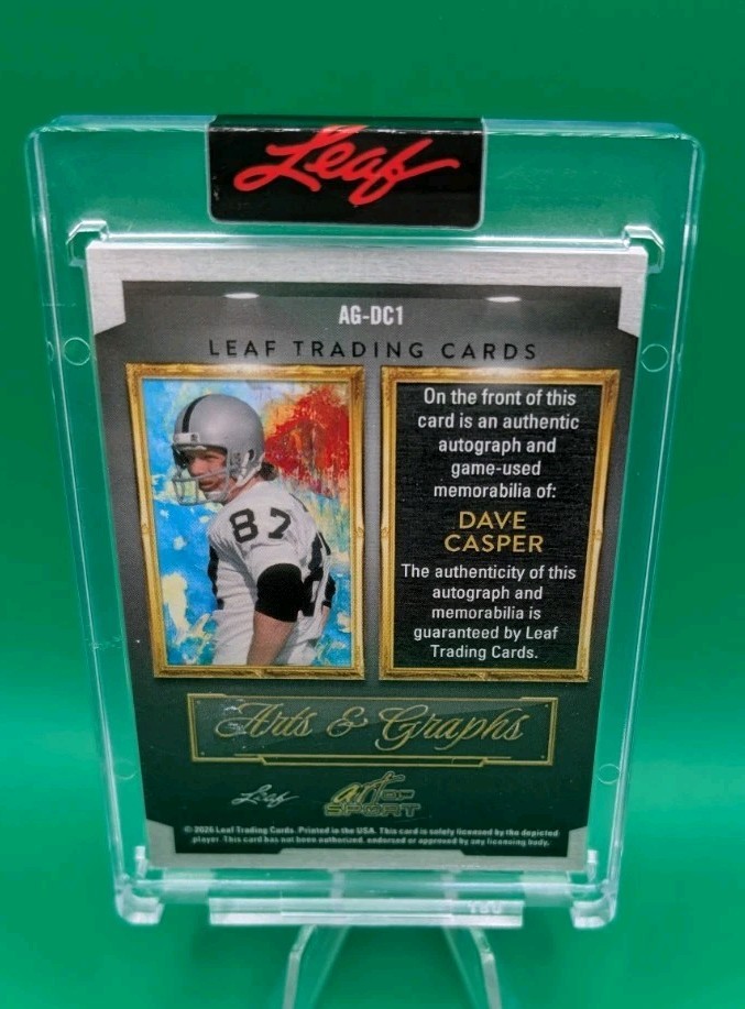 Dave Casper 2026 Leaf Art of Sport Arts & Graphs Game Used Jersey Auto /8  view 2