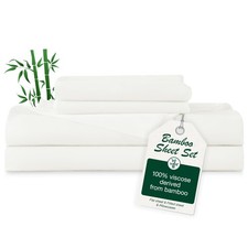4 Piece Queen Sheet Set, Cooling Sheets, 100 Rayon Derived from Bamboo, Breat...