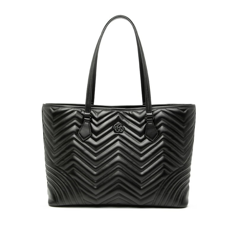 Gucci GG Marmont Quilted Tote Shoulder Bag Black Leather