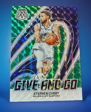 2023-24 PANINI MOSAIC STEPHEN CURRY GIVE AND GO GREEN PRIZM CARD #1 GOLDEN STATE