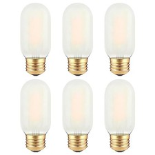 T45 LED Light Bulbs 2W 200Lm 6pack Dimmable Frosted E26 T14 Tube Bulb, 2w 2700k