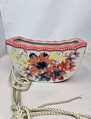 The Pioneer Woman Hanging Folage Planter Floral Ceramic Indoor Outdoor Patio 