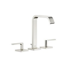 Dornbracht 20713670-060010 Three-hole lavatory mixer w drain in Brushed Platinum