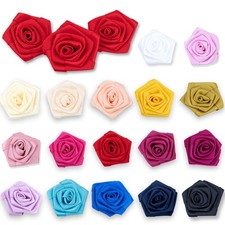 3 Satin Rosen 6cm Blumen Streudeko Hochzeit Rosenk&ouml;pfe Deko Applikationen 55mm