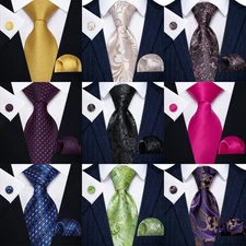 YourTies Mens Tie Handkerchief Cufflinks Set Wedding Christmas Formal Necktie