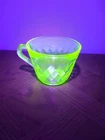 Uranium Glass Quilted Diamond Green Depression - Urbans Flour Buffalo N.Y. Rare