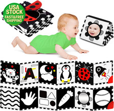 High Contrast Baby Toys Tummy Time Black White Sensory Infant Book Montessori