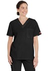 Dickies Scrubs 83706 V Neck Unisex Scrub Top Dickies EDS Black Free Shipping