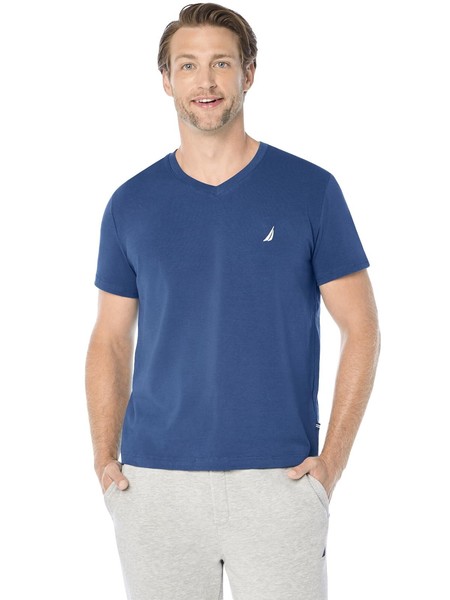 Herren T-Shirt Nautica KurzäRmelig V-Ausschnitt Schmale Passform KöNigsblau-image