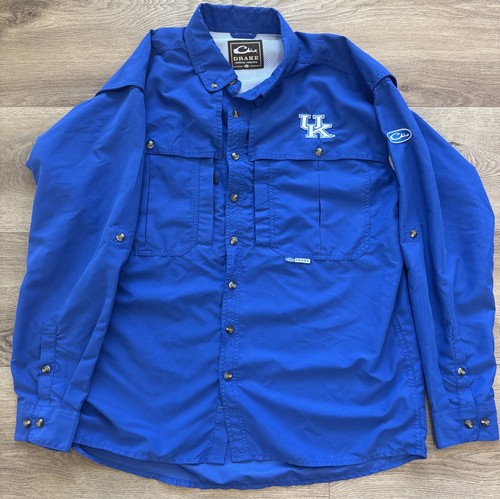 Drake Waterfowl Kentucky Wildcats UK Men's Outdoor Fishing Vented Button Shirt L