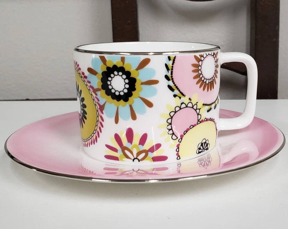 Taza de té y platillo Missoni Home MARGHERITA PINK nunca usados TOTALMENTE NUEVO Foto 2 de 2