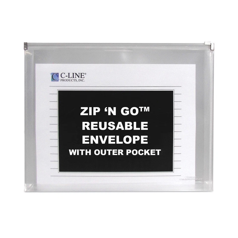 C-Line 48117 2 Sections 1" Capacity 10" x 13" Zip 'N Go Envelope (3/PK) New - Image 2 of 4