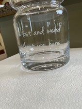 Rae Dunn Etched Glass Canister no lid