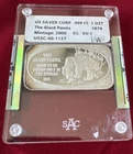 1oz .999 Silver Slabbed Art Bar- 1974 Giant Panda Limited Ed.- Only 2000 Minted!