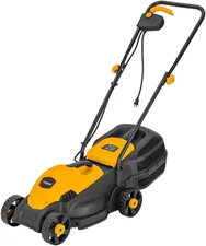 10-Amp Corded Electric Lawn Mower - 12.6 Inch Cutting Width, 30L Grass Bag, 3 He