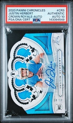 2020 AUTO #CR3 JUSTIN HERBERT ROOKIE RC 49/49 PSA AUTHENTIC AUTO 10