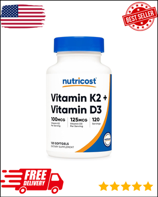 #ad #ad Nutricost Vitamin K2 100mcg Vitamin D3 5000 IU 120 Softgels Gluten Free $14.99
