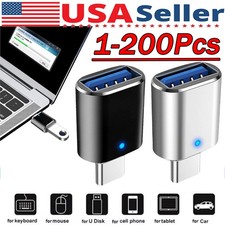 LED USB-C 3.1 Male to USB A Female Adapter Converter OTG Type-C Android Lot