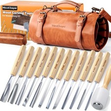 Wood Carving Tools, Wood Carving Kit of 12 Chisels, 1 Nylon Hammer